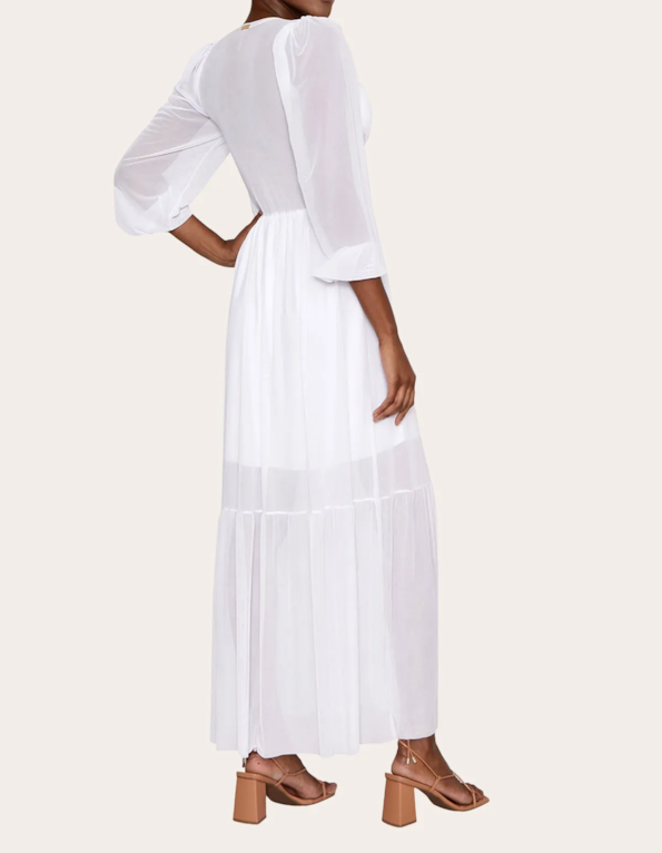 Vestido manga longa tule  Branco