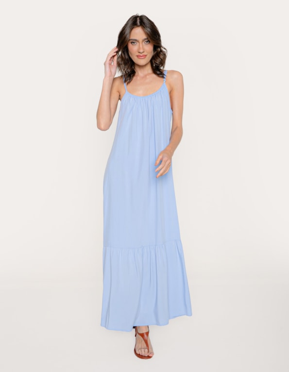 Vestido midi alcinha evase Azul