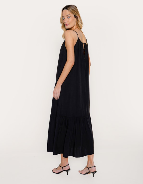 Vestido midi alcinha evase Preto