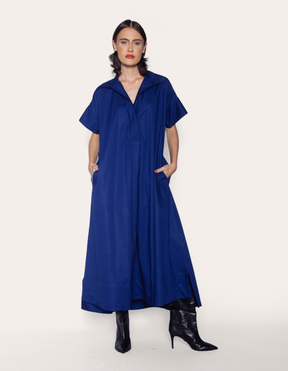 Vestido midi chemise amplo Marinho