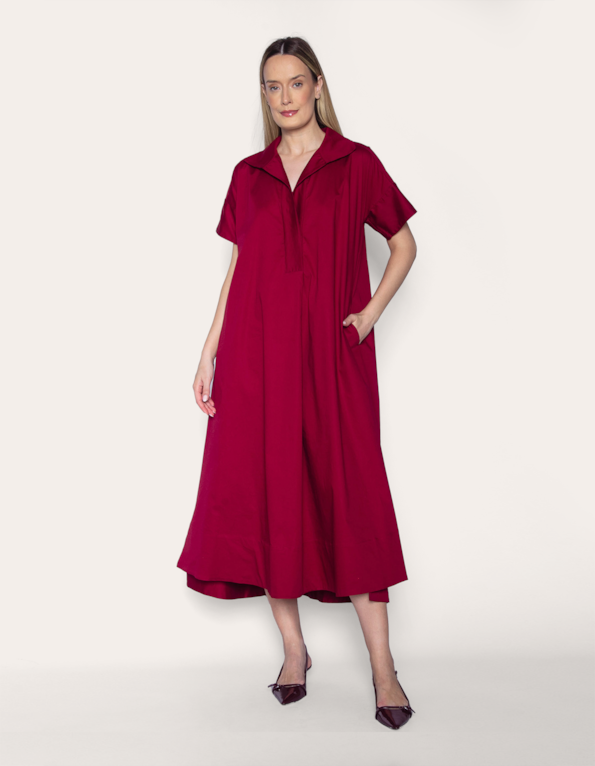 Vestido midi chemise amplo Vinho