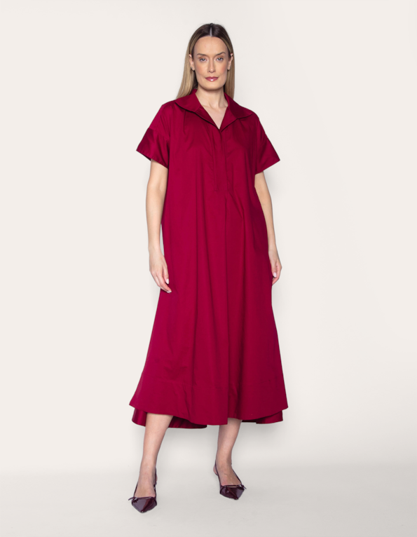 Vestido midi chemise amplo Vinho