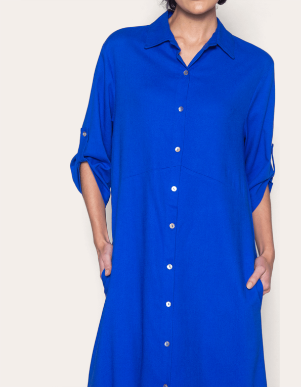 Vestido midi chemise Azul royal
