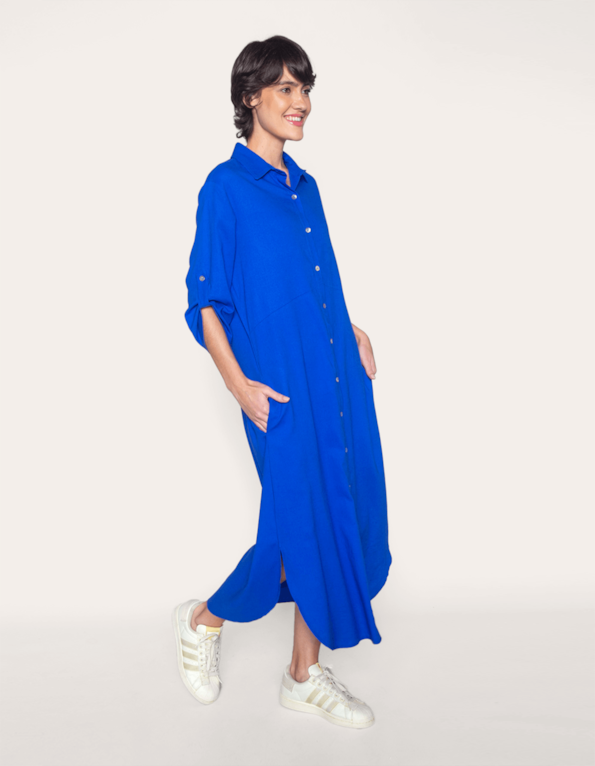 Vestido midi chemise Azul royal