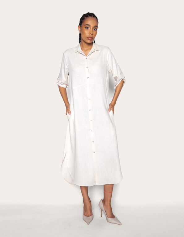 Vestido midi chemise Cru