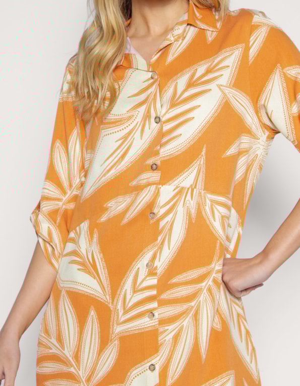 Vestido midi chemise estampado Laranja medio/amarelo claro