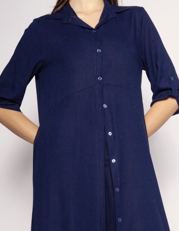 Vestido midi chemise Marinho