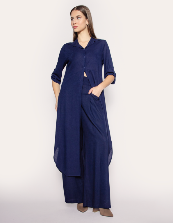 Vestido midi chemise Marinho