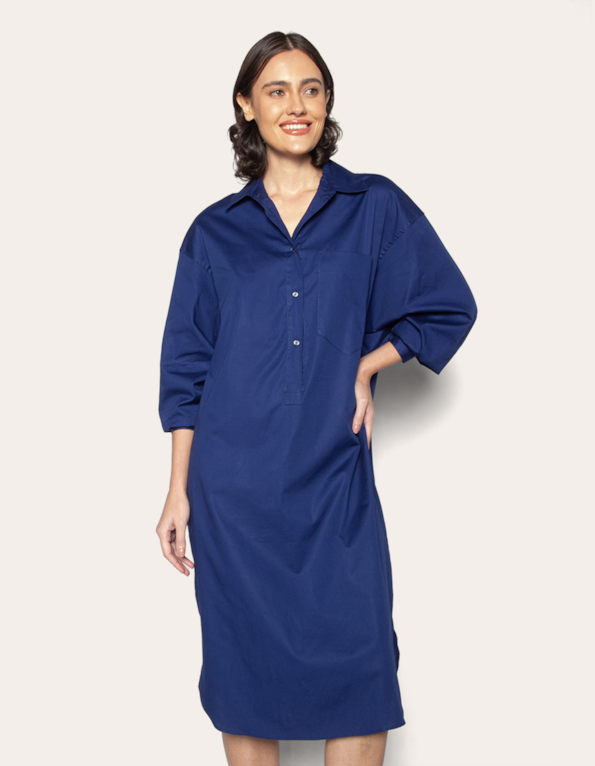 Vestido midi chemise Marinho