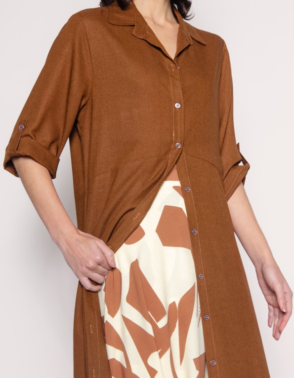 Vestido midi chemise Marrom