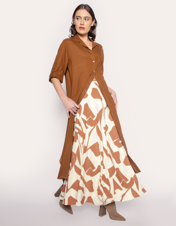 Vestido midi chemise Marrom