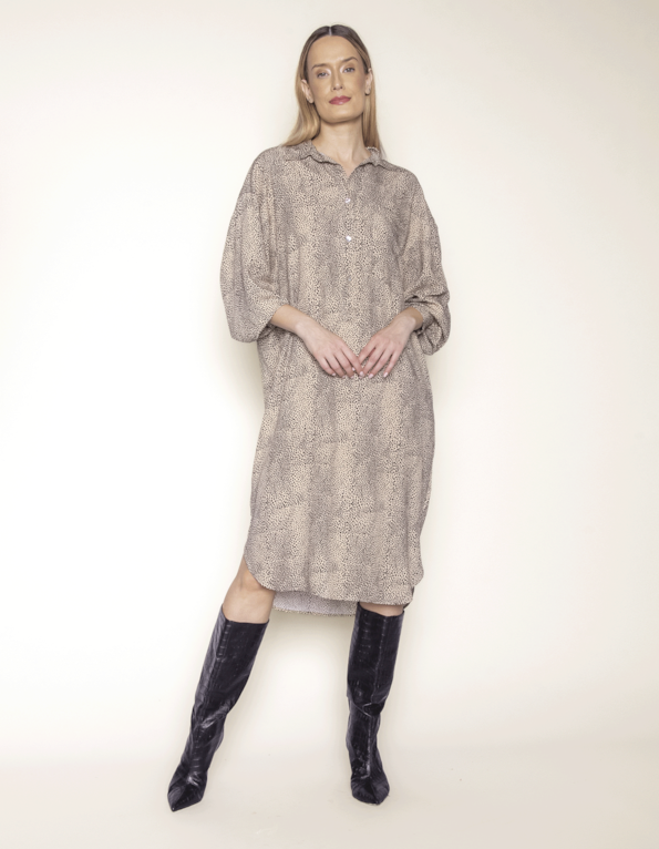 Vestido midi chemise Onça areia