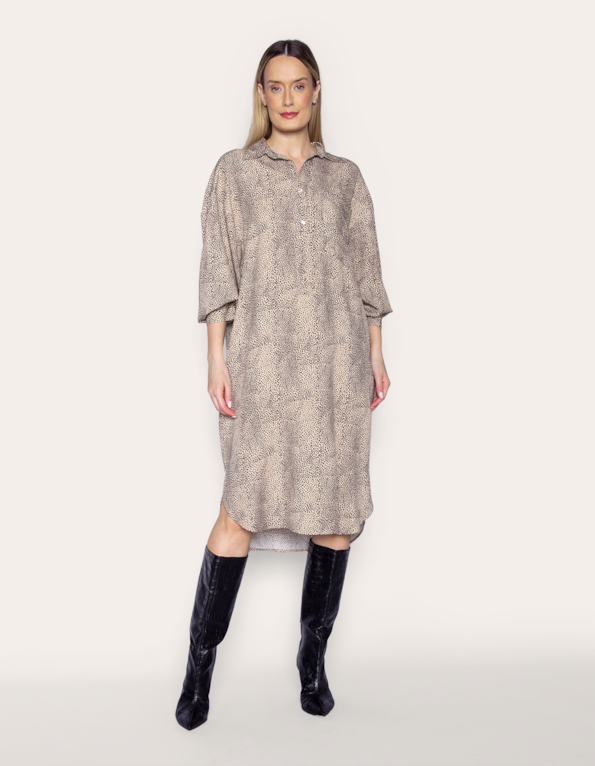 Vestido midi chemise Onça areia