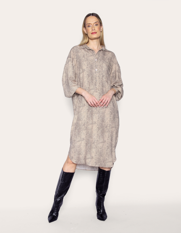 Vestido midi chemise Onça areia