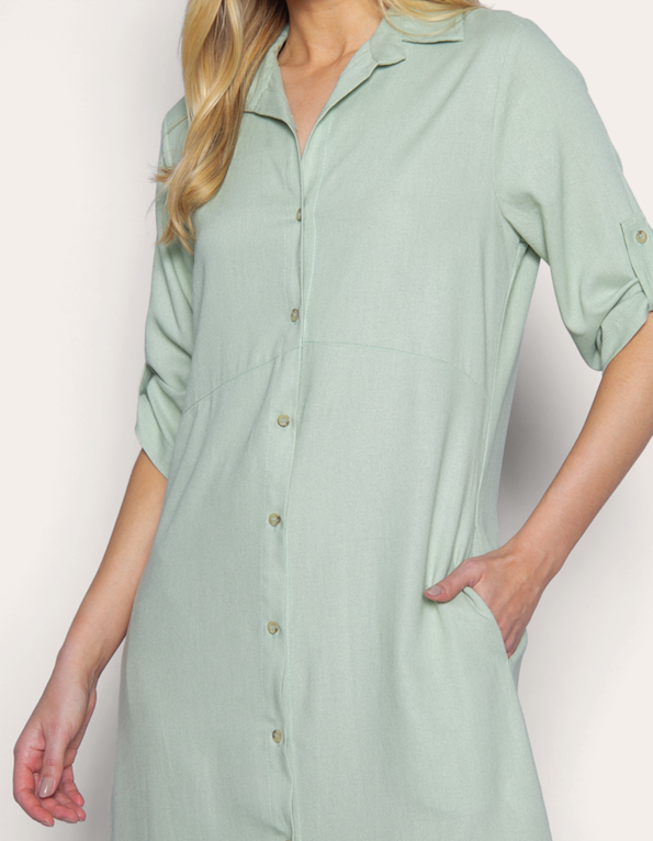 Vestido midi chemise Verde claro