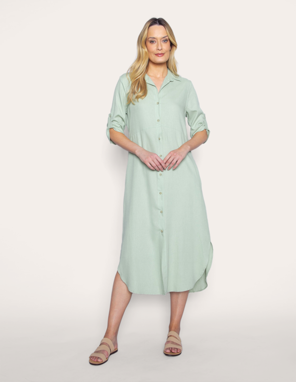 Vestido midi chemise Verde claro