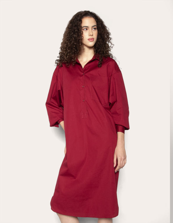 Vestido midi chemise Vinho