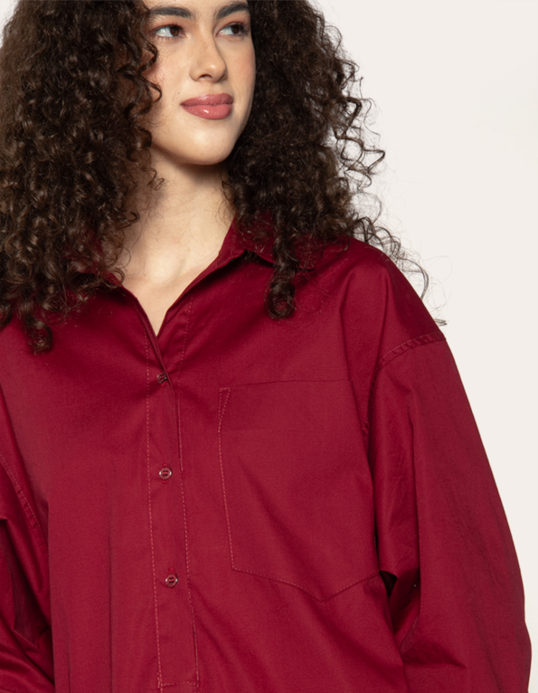 Vestido midi chemise Vinho