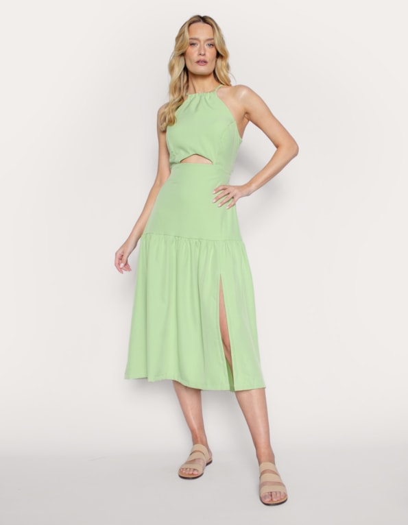 Vestido midi cut Verde claro