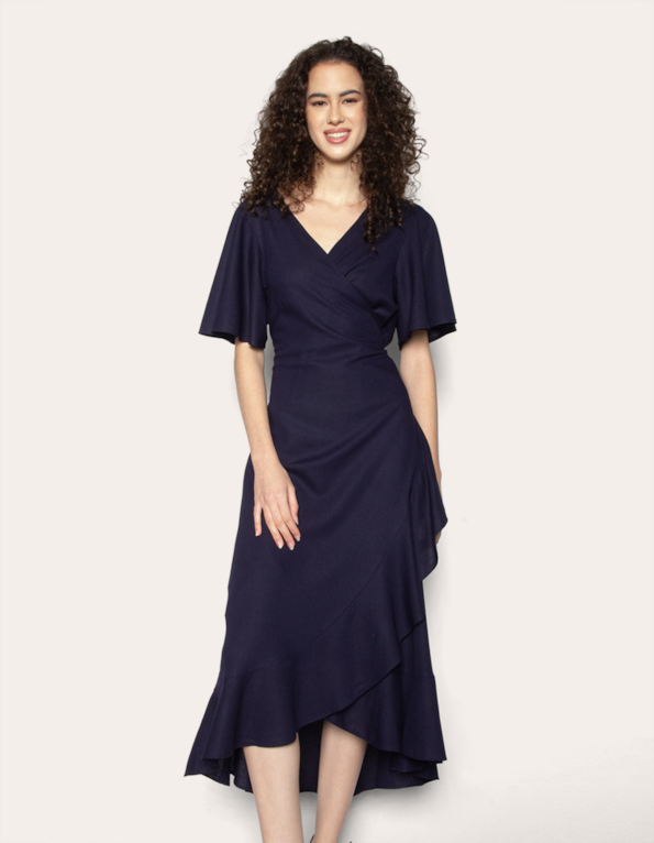 Vestido midi envelope Azul escuro
