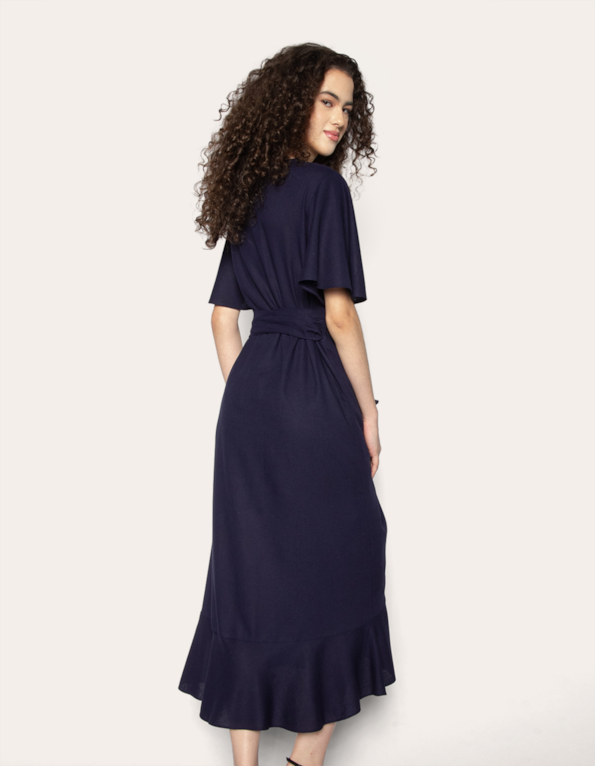 Vestido midi envelope Azul escuro