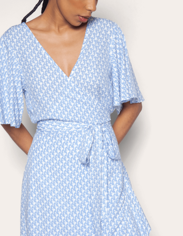 Vestido midi envelope Mini fl azul