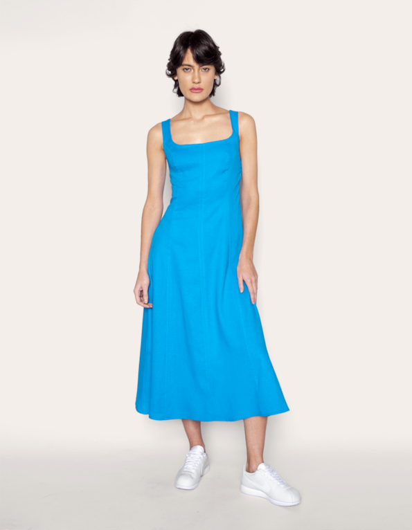 Vestido midi gode Azul turquesa