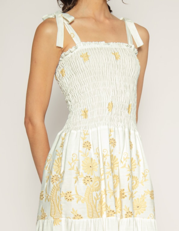 Vestido midi lastex Branco