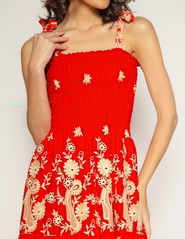 Vestido midi lastex Vermelho