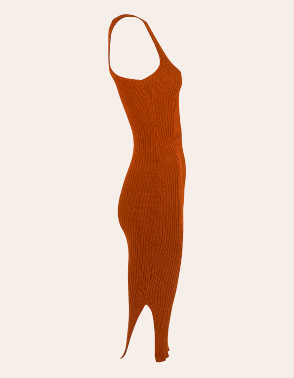 Vestido midi tricot canelado Toffe