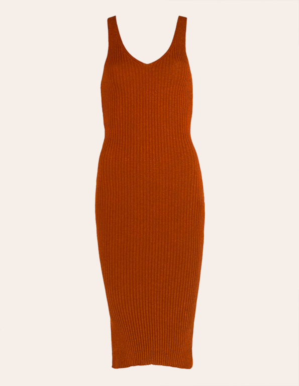 Vestido midi tricot canelado Toffe