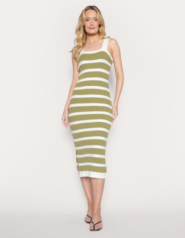 Vestido midi tricot listrado
