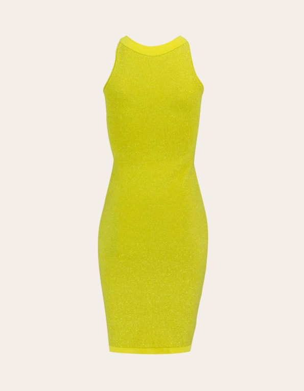 Vestido midi tricot lurex Amarelo