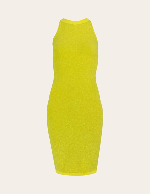 Vestido midi tricot lurex Amarelo