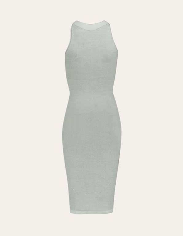 Vestido midi tricot lurex Prata