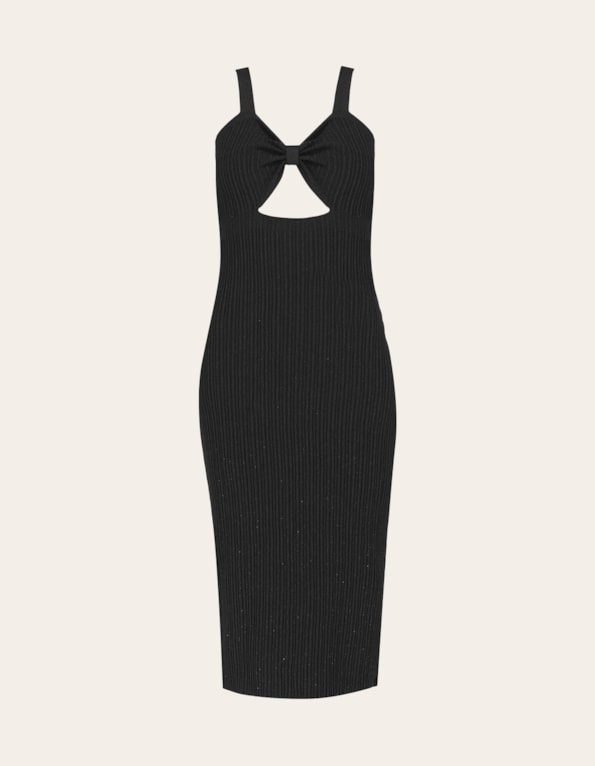 Vestido midi tricot lurex Preto