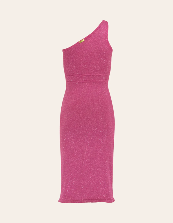 Vestido midi tricot lurex Rosa