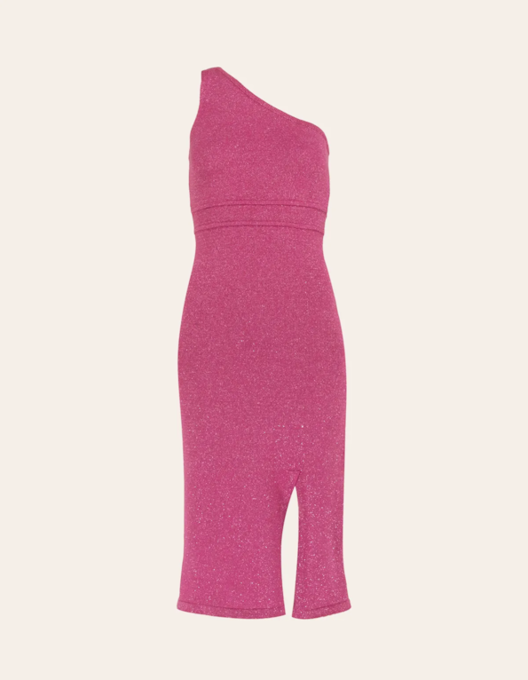 Vestido midi tricot lurex Rosa