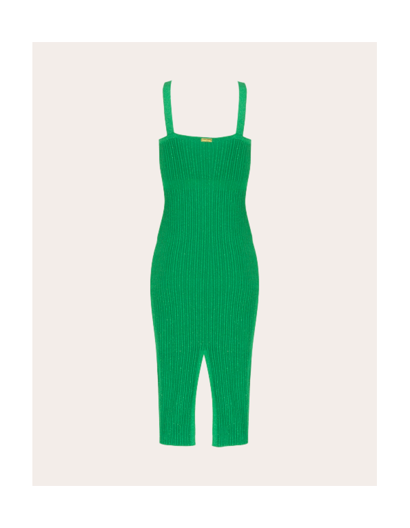 Vestido midi tricot lurex Verde