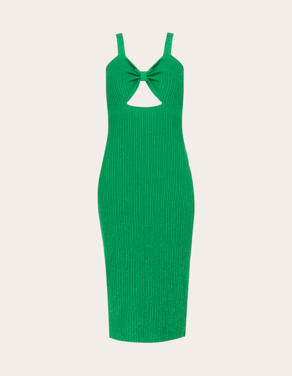 Vestido midi tricot lurex Verde