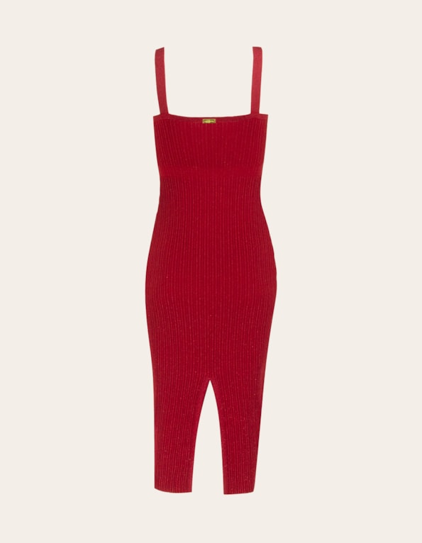 Vestido midi tricot lurex Vermelho