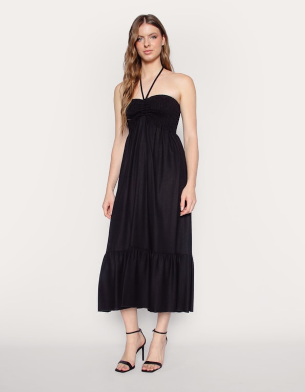 Vestido/saia linho blend Preto