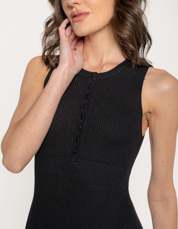Vestido tricot evasê Preto